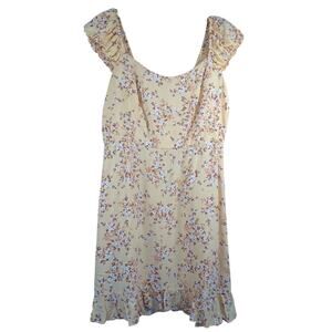 Old Navy Yellow Floral Fit & Flare Puff-Sleeve Mini Dress Size Medium Cottage